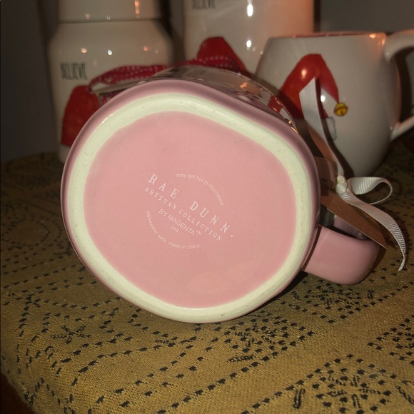 Rae Dunn LOVE YOU Mug Dusty Pink with Raised Heart Scroll Design - Picture 6 of 7
